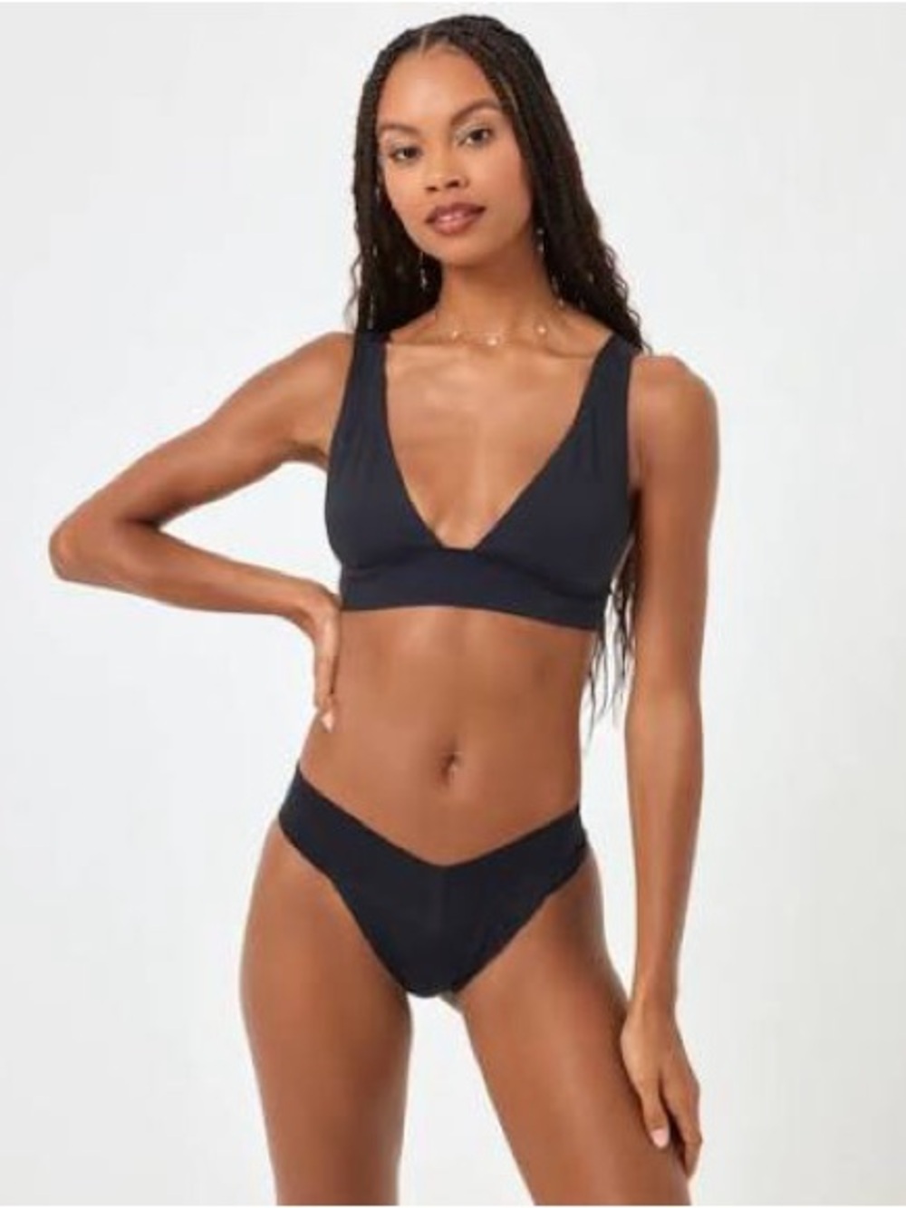 l*space Black V-Neck Bikini Top - Medium - New with Tags